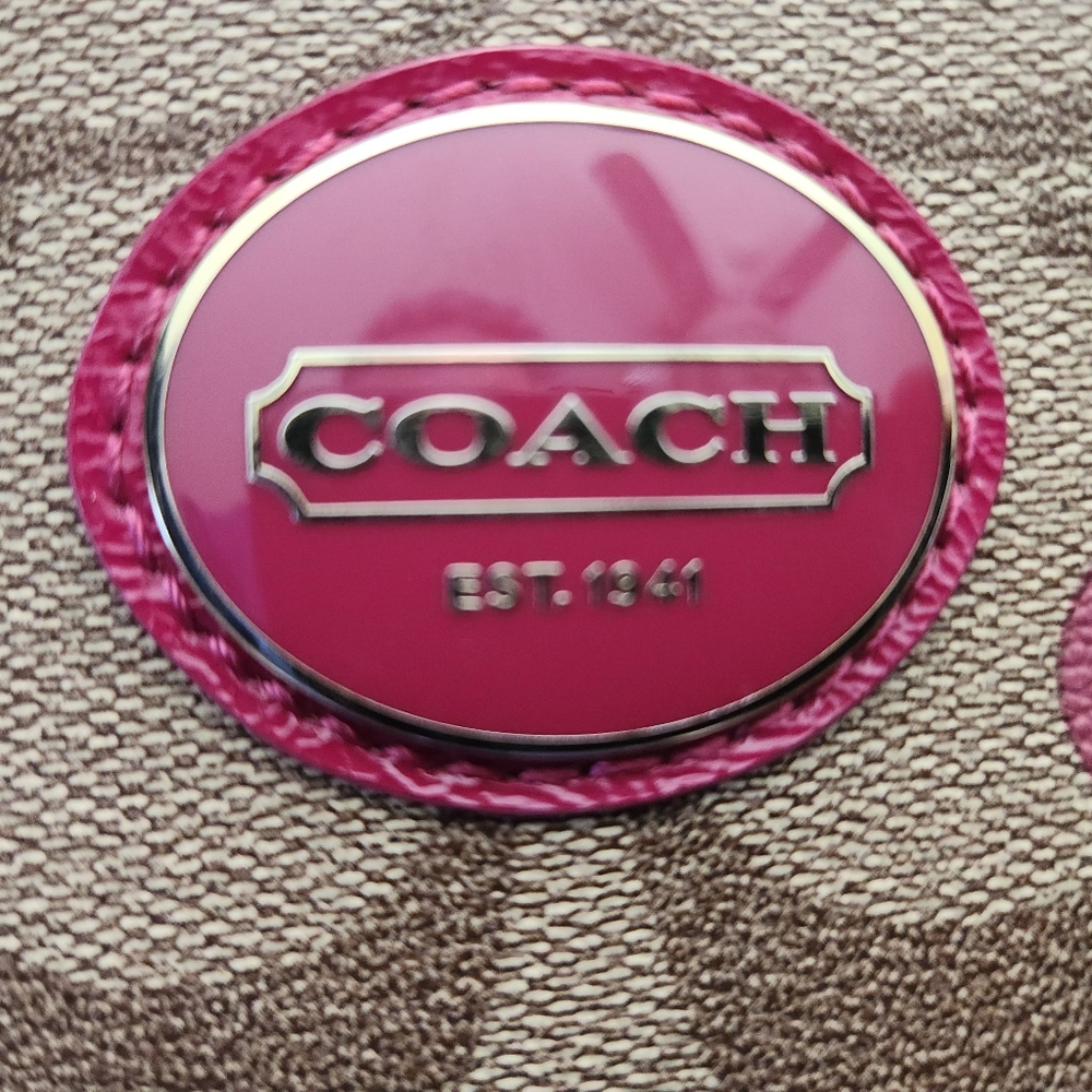 Coach Brown and Pink Floral Shoulder Bag - Picture 9 of 9